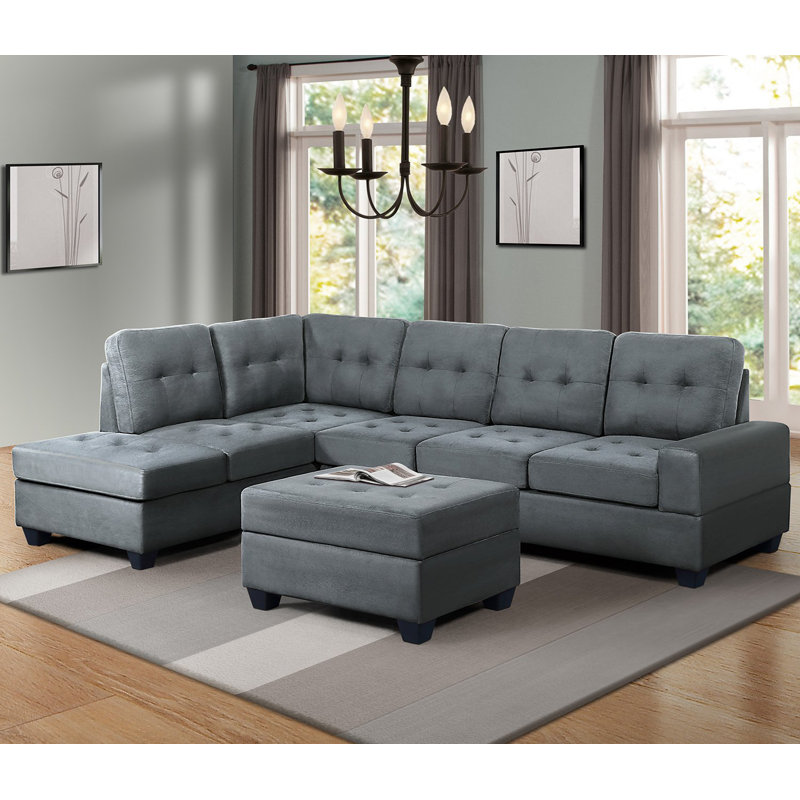 Ebern Designs 72" Reversible Sectional with Ottoman Wayfair
